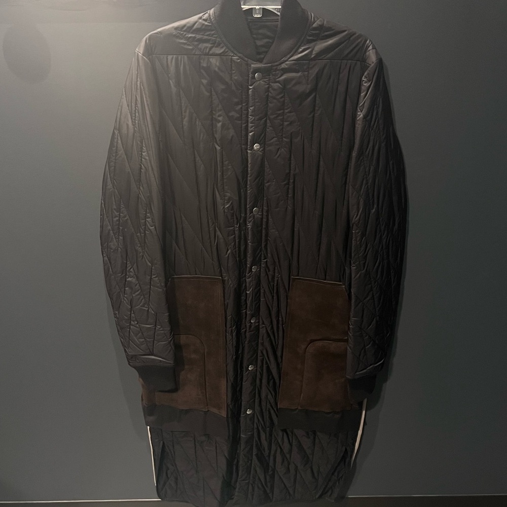 Rick Owens Quilted Flight Black Brown Long Coat Jacket